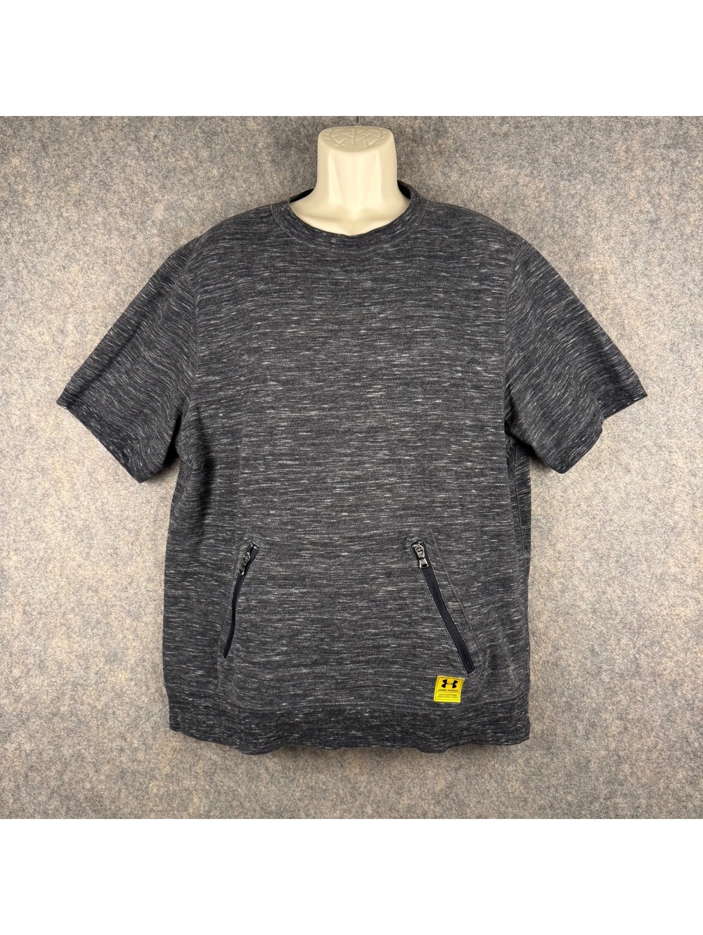 Under Armour Project Rock Space-Dye SS Fitted Fleece Sweatshirt Gray Men XL 398
